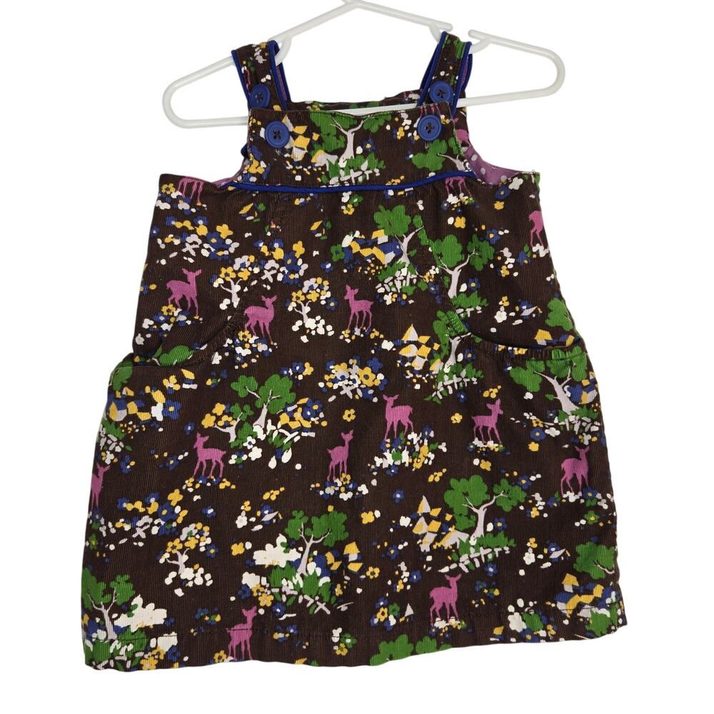 Baby Boden Girl Corduroy Jumper Dress Woodland Forest Brown Whimsical 12-18m